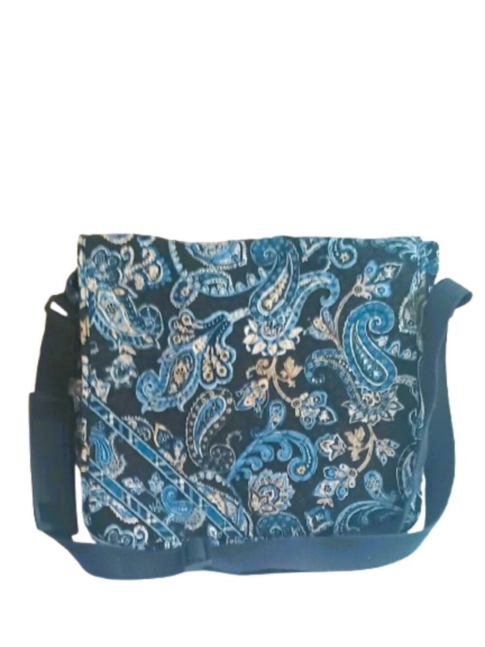 Vera Bradley Windsor Blue Paisley Laptop Bag Messenger Crossbody Adjustable